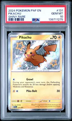 2024 POKEMON PAF EN-PALDEAN FATES SHINY RARE #131 PIKACHU PSA 10 - Image 1