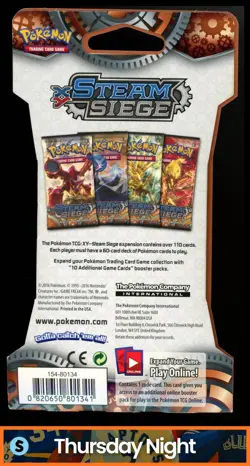 2016 POKEMON XY STEAM SIEGE BOOSTER PACK FACTORY SEALED XERNEAS COVER ART - Image 2