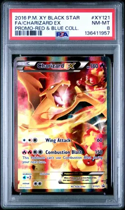 2016 POKEMON XY PROMO RED & BLUE COLLECTION FULL ART/CHARIZARD EX PSA 8 - Image 1