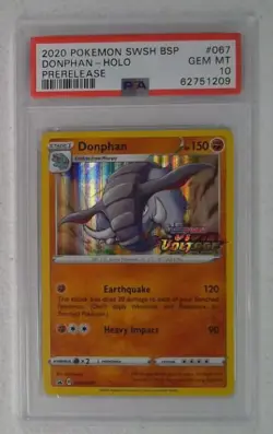 1x V0419: 2020: Donphan: SWSH067: Prerelease: Holo Promo: PSA: 10: GEM MT: 6275 - Image 1