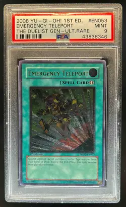 2008 Yu-Gi-Oh! Duelist Genesis 1st Edition Emergency Teleport #TDGS-EN053 PSA 9 - Image 1