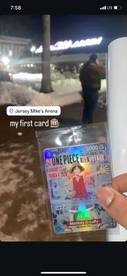 One Piece Monkey.D.Luffy US College Basketball Promo Card Rutgers SGA IN HAND - Image 1