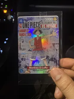 One Piece Monkey.D.Luffy US College Basketball Promo Card Rutgers SGA IN HAND - Image 2