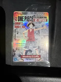 One Piece Monkey.D.Luffy US College Basketball Promo Card Rutgers SGA IN HAND - Image 1