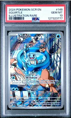 2024 POKEMON SCR EN-STELLAR CROWN ILLUSTRATION RARE #148 SQUIRTLE PSA 10 - Image 1