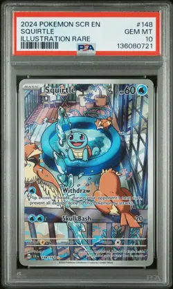 2024 POKEMON SCR EN-STELLAR CROWN ILLUSTRATION RARE #148 SQUIRTLE PSA 10 - Image 1