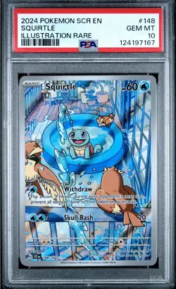 2024 POKEMON SCR EN-STELLAR CROWN ILLUSTRATION RARE #148 SQUIRTLE PSA 10 - Image 1