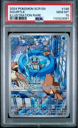 2024 POKEMON SCR EN-STELLAR CROWN ILLUSTRATION RARE #148 SQUIRTLE PSA 10 - Image 1