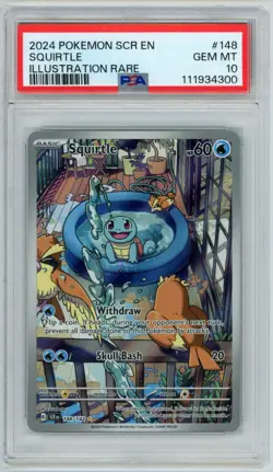 2024 POKEMON SCR EN-STELLAR CROWN ILLUSTRATION RARE #148 SQUIRTLE PSA 10 - Image 1