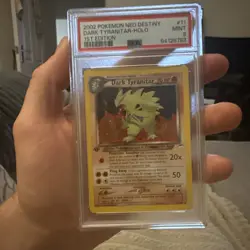 Pokemon Neo Destiny 1st Edition Rare Holo Dark Tyranitar Card 11/105 PSA 9 - Image 1