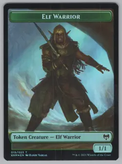 MTG Foil Double-sided Token - KHM - Elf Warrior / Replicated Ring -H439 - Image 3