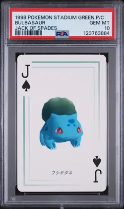 1998 POKEMON STADIUM GREEN VERSION PLAYING CARDS JACK OF SPADES BULBASAUR PSA 10 - Image 1
