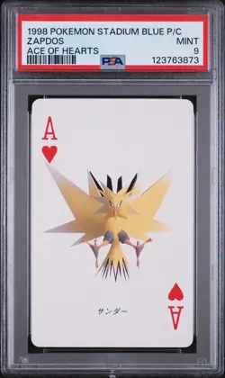 1998 POKEMON STADIUM BLUE VERSION PLAYING CARDS ACE OF HEARTS ZAPDOS PSA 9 - Image 1