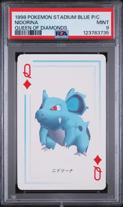 1998 POKEMON STADIUM BLUE VERSION PLAYING CARDS QUEEN OF DIAMONDS NIDORINA PSA 9 - Image 1