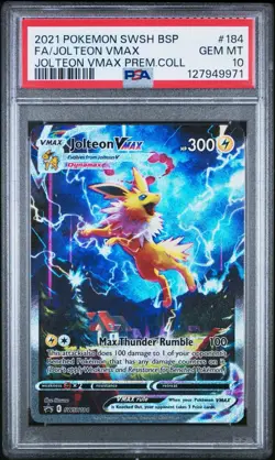 2021 POKEMON SWSH BLACK STAR PROMO #184 FA/JOLTEON VMAX PSA 10 - Image 1