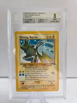 Shining Raichu 111/105 Neo Destiny Beckett Grade 8 NM-MT - Image 1