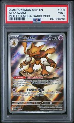 2025 POKEMON MEP EN-ME BLACK STAR PROMO #009 ALAKAZAM PSA 9 - Image 1