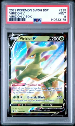 2022 POKEMON SWSH BLACK STAR PROMO VIRIZION V BOX #295 VIRIZION V PSA 9 - Image 1