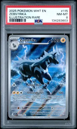 2025 Pokemon White Flare WHT En Zebstrika Illustration Rare #115 PSA 8 NM-MT - Image 1