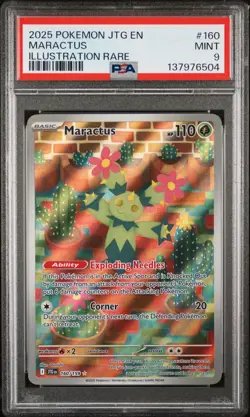 2025 POKEMON JTG EN-JOURNEY TOGETHER ILLUSTRATION RARE #160 MARACTUS PSA 9 - Image 1
