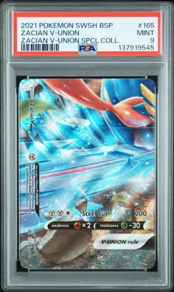 2021 POKEMON SWSH BLACK STAR PROMO #165 ZACIAN V-UNION PSA 9 - Image 1