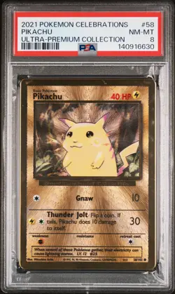2021 POKEMON CELEBRATIONS ULTRA-PREMIUM COLLECTION #58 PIKACHU PSA 8 - Image 1