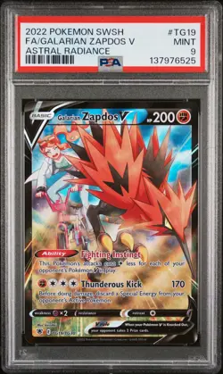2022 POKEMON SWORD & SHIELD ASTRAL RADIANCE FULL ART/GALARIAN ZAPDOS V PSA 9 - Image 1