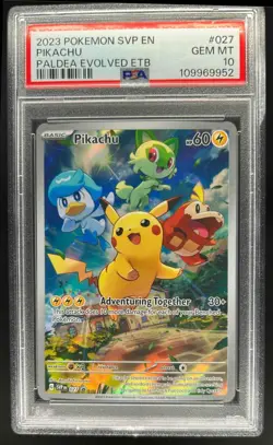 2023-25 Pokemon SV Black Star Promos SVP EN Pikachu #027 PSA 10 Damaged - Image 1
