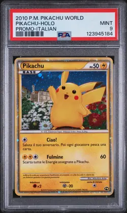 2010 POKEMON WORLD COLLECTION ITALIAN-DO NOT USE PIKACHU-HOLO PSA 9 - Image 1