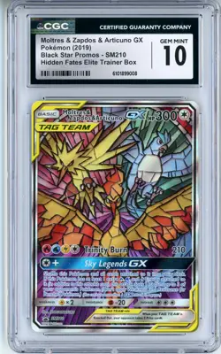 CGC GEM MINT 10 Pokemon TCG Moltres & Zapdos & Articuno GX SM210 Sm Promo Holo - Image 1