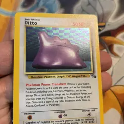 Pokemon TCG WOTC Ditto Fossil 3/62 Unlimited Holo Rare Nm Vintage Old School - Image 4