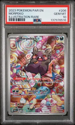 2023 POKEMON PAR EN-PARADOX RIFT ILLUSTRATION RARE #206 MORPEKO PSA 10 - Image 1
