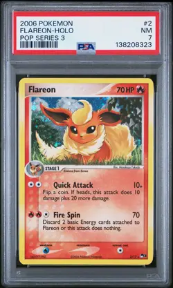 2006 POKEMON POP SERIES 3 #2 FLAREON-HOLO PSA 7 - Image 1