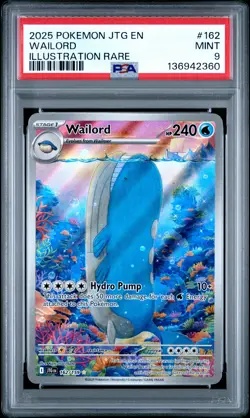 2025 POKEMON JTG EN-JOURNEY TOGETHER ILLUSTRATION RARE #162 WAILORD PSA 9 - Image 1