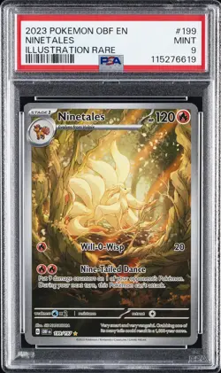 2023 POKEMON OBF EN-OBSIDIAN FLAMES ILLUSTRATION RARE #199 NINETALES PSA 9 - Image 1