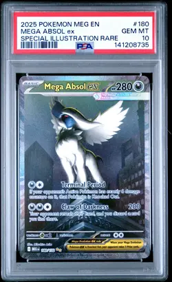 2025 POKEMON MEGA EVOLUTION SPECIAL ILLUSTRATION RARE #180 MEGA ABSOL EX PSA 10 - Image 1