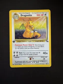 Pokemon 1st Edition Fossil Dragonite Holo 4/62 Rare Pokemon Cards TCG 1999 - Image 1