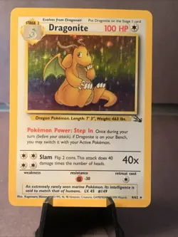 Pokemon TCG Fossil Set Dragonite Holo Rare 4/62 1999 WOTC VTG LP - Image 1
