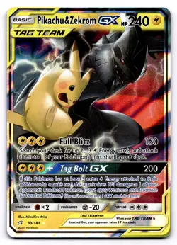 Pikachu & Zekrom GX 33/181 Ultra Rare Pokemon TCG SM - Team Up NM - Image 1