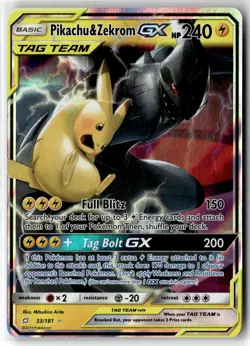 Pikachu & Zekrom GX 33/181 Sm-Team Up Tag Team Holo Near Mint - Image 1