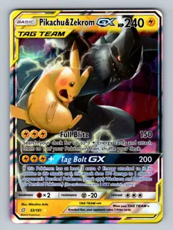 Pikachu & Zekrom GX 33/181 Ultra Rare SM - Team Up NM - LP Pokemon TCG - Image 1