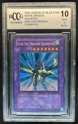 2002 Yu-Gi-Oh! Legend Blue Eyes White Dragon Gaia The Champion #LOB-125 BCCG 10 - Image 1