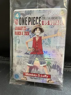 RARE One Piece Monkey D. Luffy US Voyage College Basketball Promo Card SEALED - Image 1
