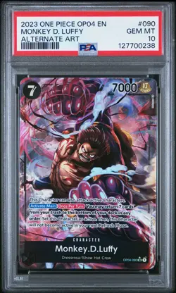2023 ONE PIECE OP04-KINGDOMS OF INTRIGUE ALTERNATE ART MONKEY D. LUFFY PSA 10 - Image 1