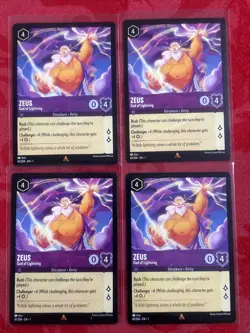 4x Disney Lorcana First Chapter - Zeus - God of Lightning - 61/204 Rare - x4 - Image 1
