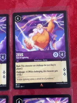 4x Disney Lorcana First Chapter - Zeus - God of Lightning - 61/204 Rare - x4 - Image 2