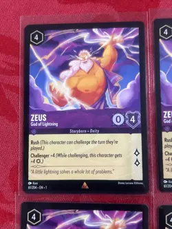 4x Disney Lorcana First Chapter - Zeus - God of Lightning - 61/204 Rare - x4 - Image 3