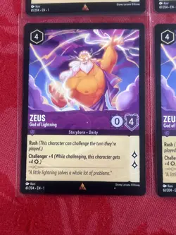 4x Disney Lorcana First Chapter - Zeus - God of Lightning - 61/204 Rare - x4 - Image 4