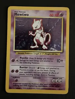 Mewtwo 10/102 Pokemon TCG 1999 Base Set Holo Unlimited Rare NM - Image 3