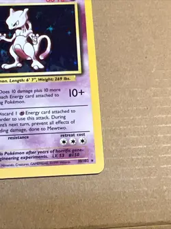 Pokemon Mewtwo TCG Base Set Holo Unlimited Rare Card 10/102 1999 NM - Image 3